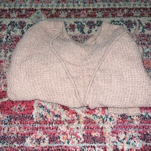 Sweater, Light Brown, Scrunched Front, Tie, Small